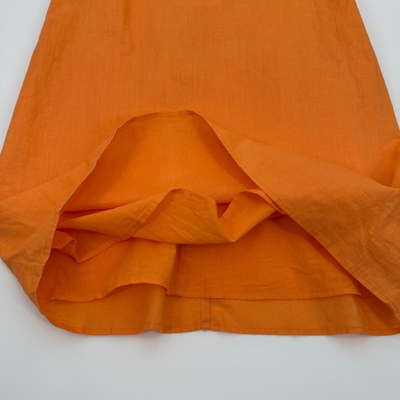 H&M Tangerine Orange Linen Blend Mini Dress Crisscross Retro Size Medium NWT - Picture 10 of 13